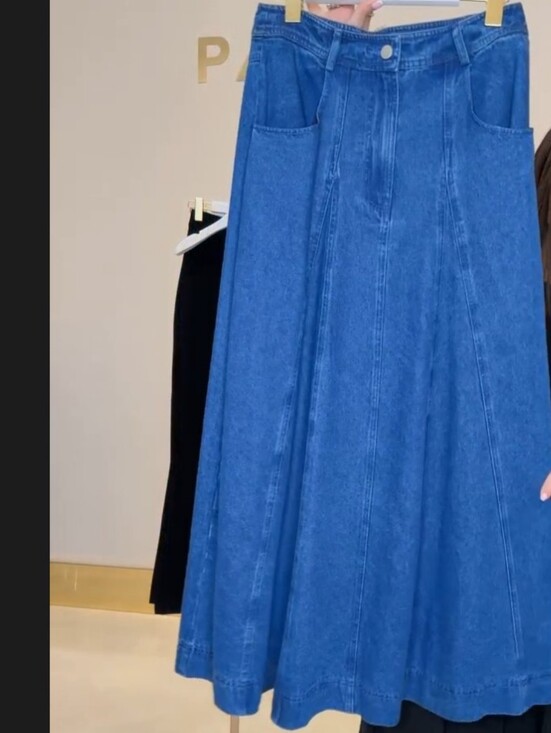 Aleeza Paris Dresses & Skirts - NWOT Aleeza Paris Sample Blue Denim A-Line Maxi Skirt